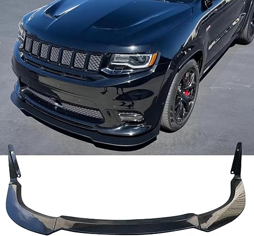 Divisor de labio delantero compatible con Jeep Grand Cherokee SRT 2017-2021 / Trackhawk 2018-2021 Divisor de parachoques delantero (impresión de