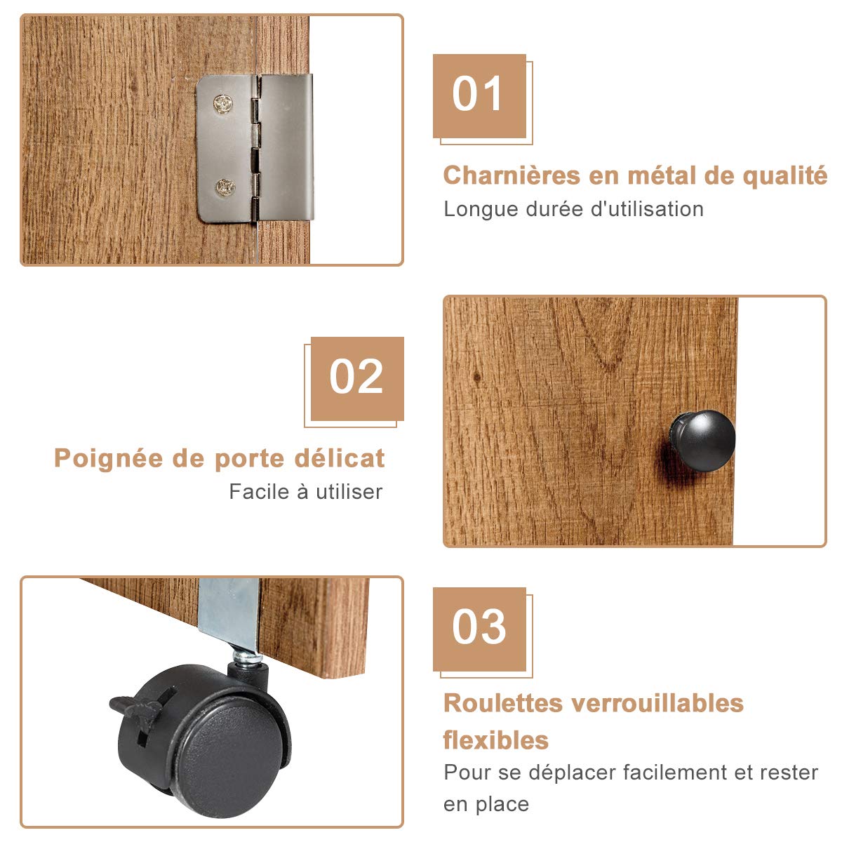 COSTWAY Table pour Machine à Coudre Pliante, Table de Couture avec 3 Etagères pour Bobines et roulettes verrouillables en Bois