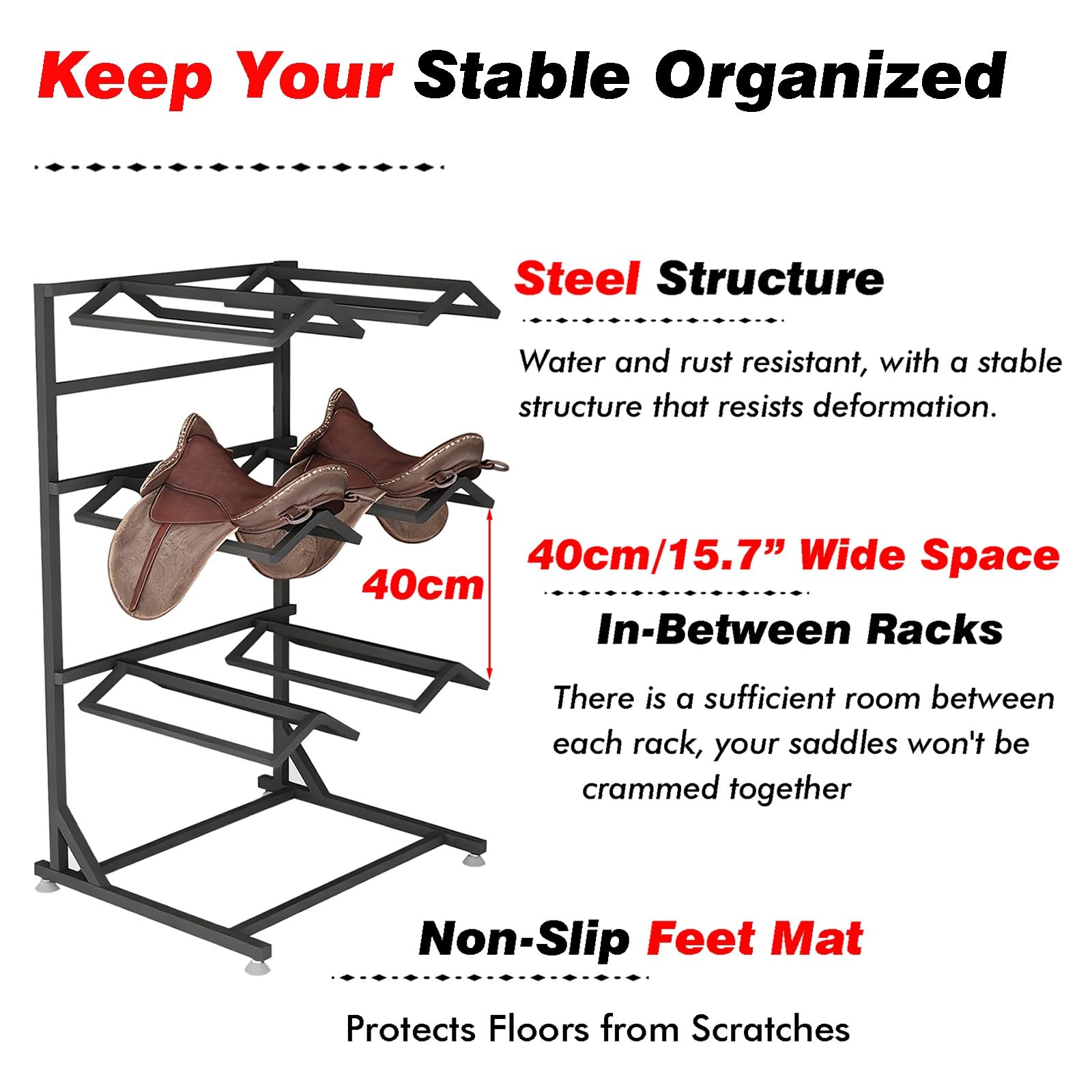 Soporte grande para mantas de caballos, de acero, para guardarropa, garaje, lavaderos