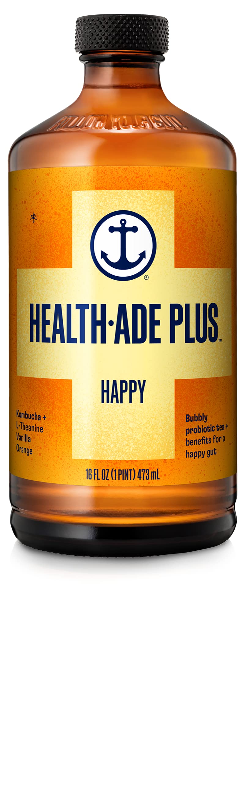 Health-Ade PLUS, Kombucha Tea Organic Sparkling Probiotic Drink, Happy 12 Pack (16 FL oz Bottles), Low Sugar, Gluten Free, Vegan, Kosher