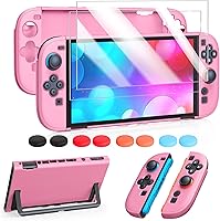 Vista 13 de FYOUNG Protective Case for Switch, Slim Hard Shell for Switch Accessories, Scratch&Shock Protection Cover with Screen Protector, 8 Thumb Grip(Clear