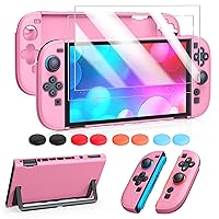 Vista 10 de FYOUNG Protective Case for Switch, Slim Hard Shell for Switch Accessories, Scratch&Shock Protection Cover with Screen Protector, 8 Thumb Grip(Clear