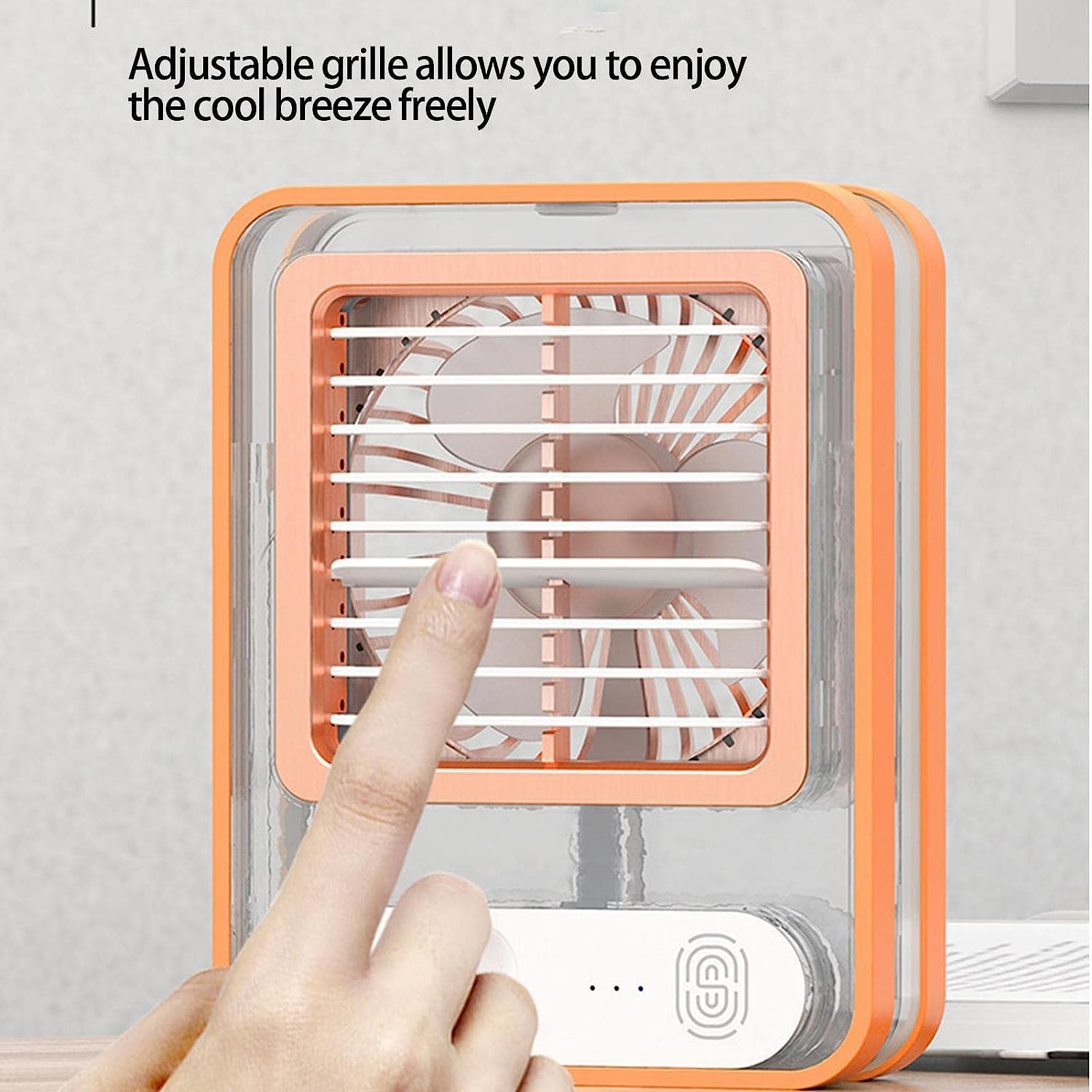Ventilateur Portable Camping Mini Climatiseur Portatif LED Veilleuse Ventilateur De Brumisation d'eau USB Électrique Silencieux pour La Maison Adulte Chambre(Oranje)