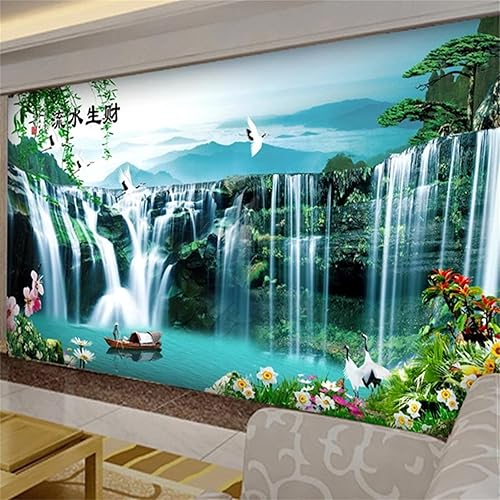 Mural de pared de paisaje natural de cascadas 3D, mural de flores y plantas, calcomanías de pared y murales de estilo chino sin grasa para sala de disponible en Yaxa Peru