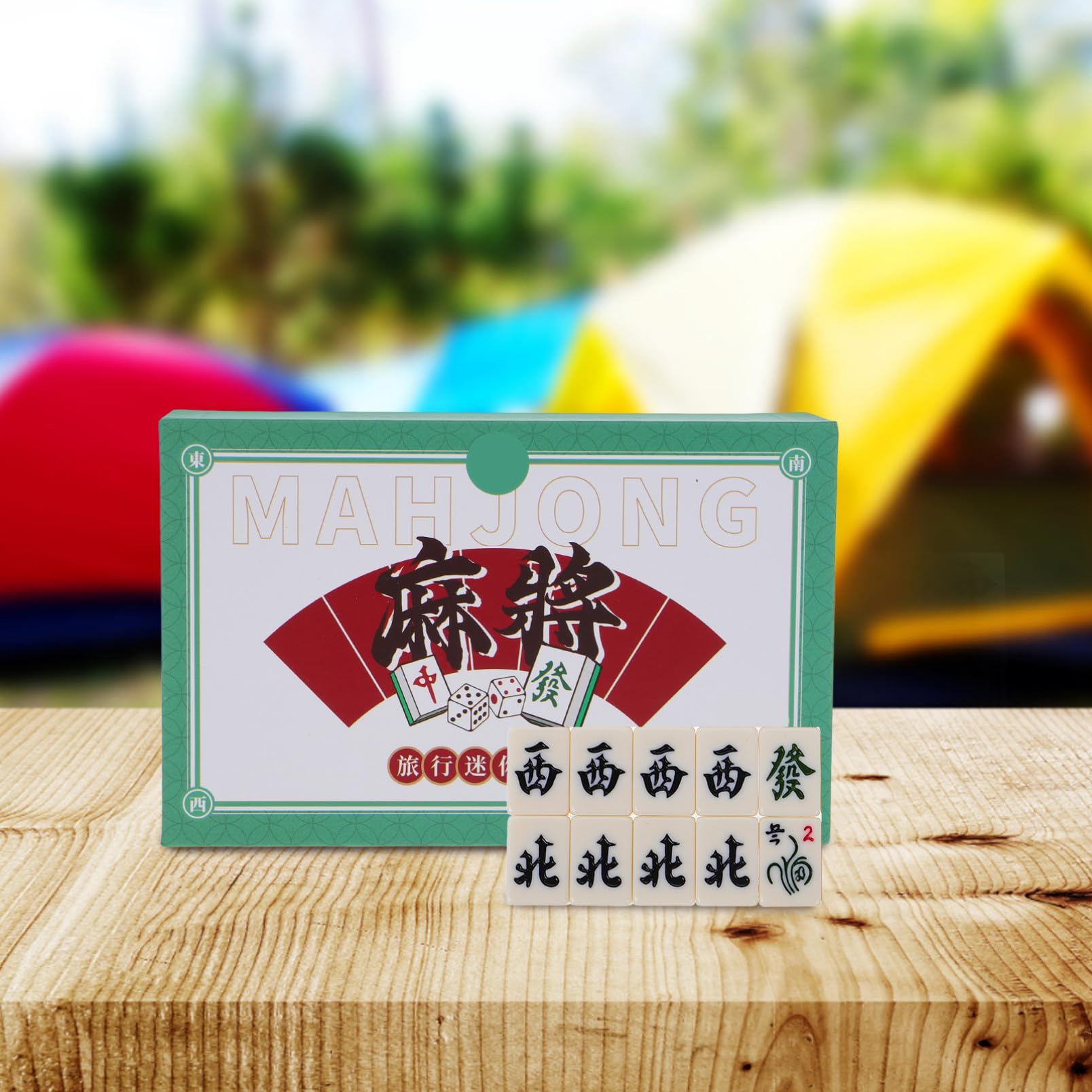 Kleiner Mahjong Spielset Tragbar für Zuhause und Reisen Kleines Mahjong Satz aus Robustem Material Kompakt für Studentenwohnheime und Kleine Räume