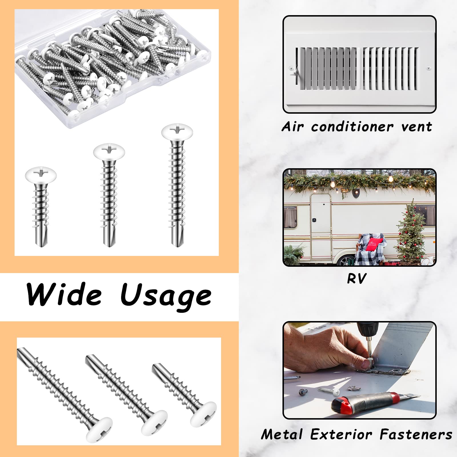 120 White RV Screws - Self Tapping Sheet Metal -4