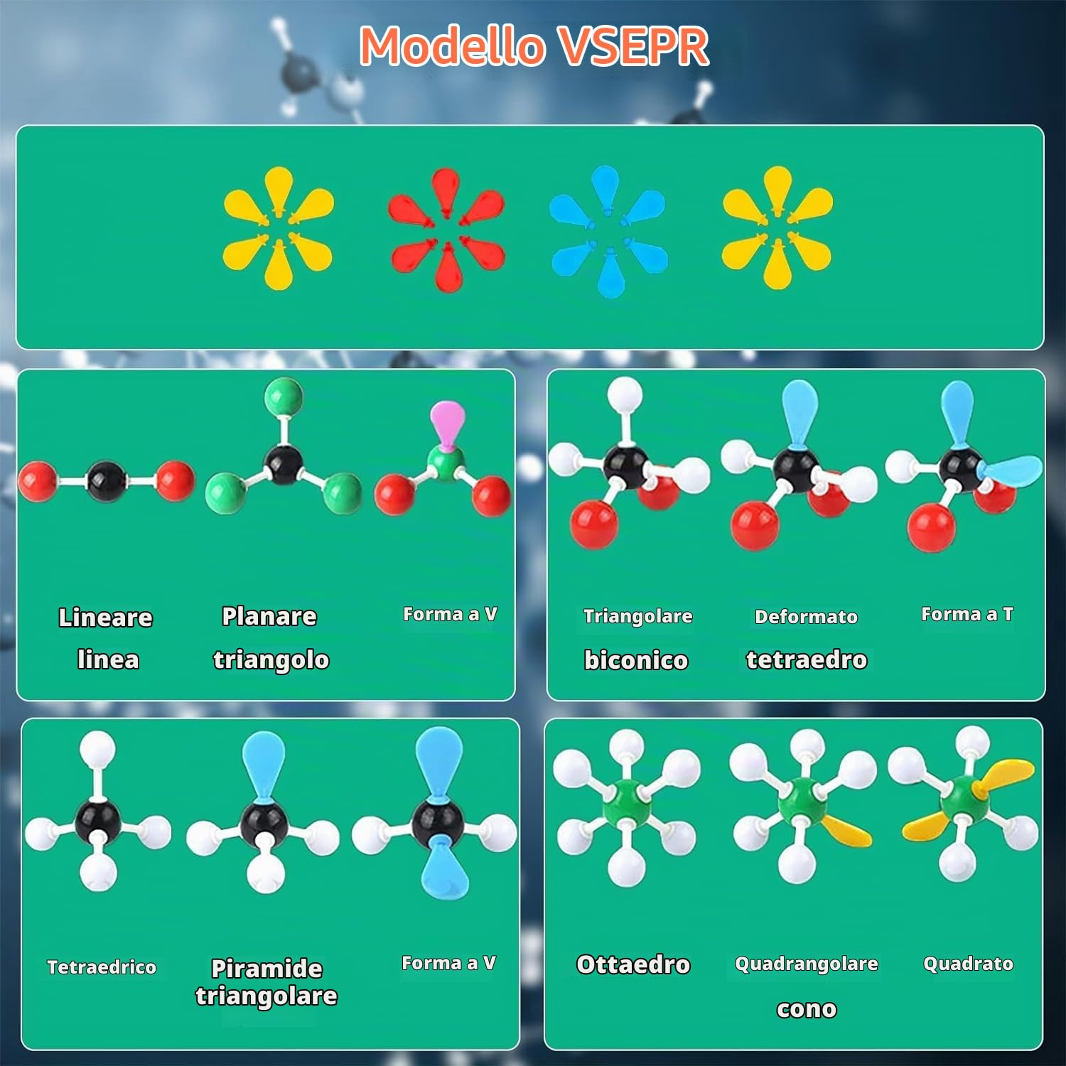 Modello Molecolare di Chimica 818 Pezzi, Kit Modello Molecolare per Chimica,Set Studenti o Insegnanti per l'apprendimento della Chimica l'entusiasmo con Set di Fullerene