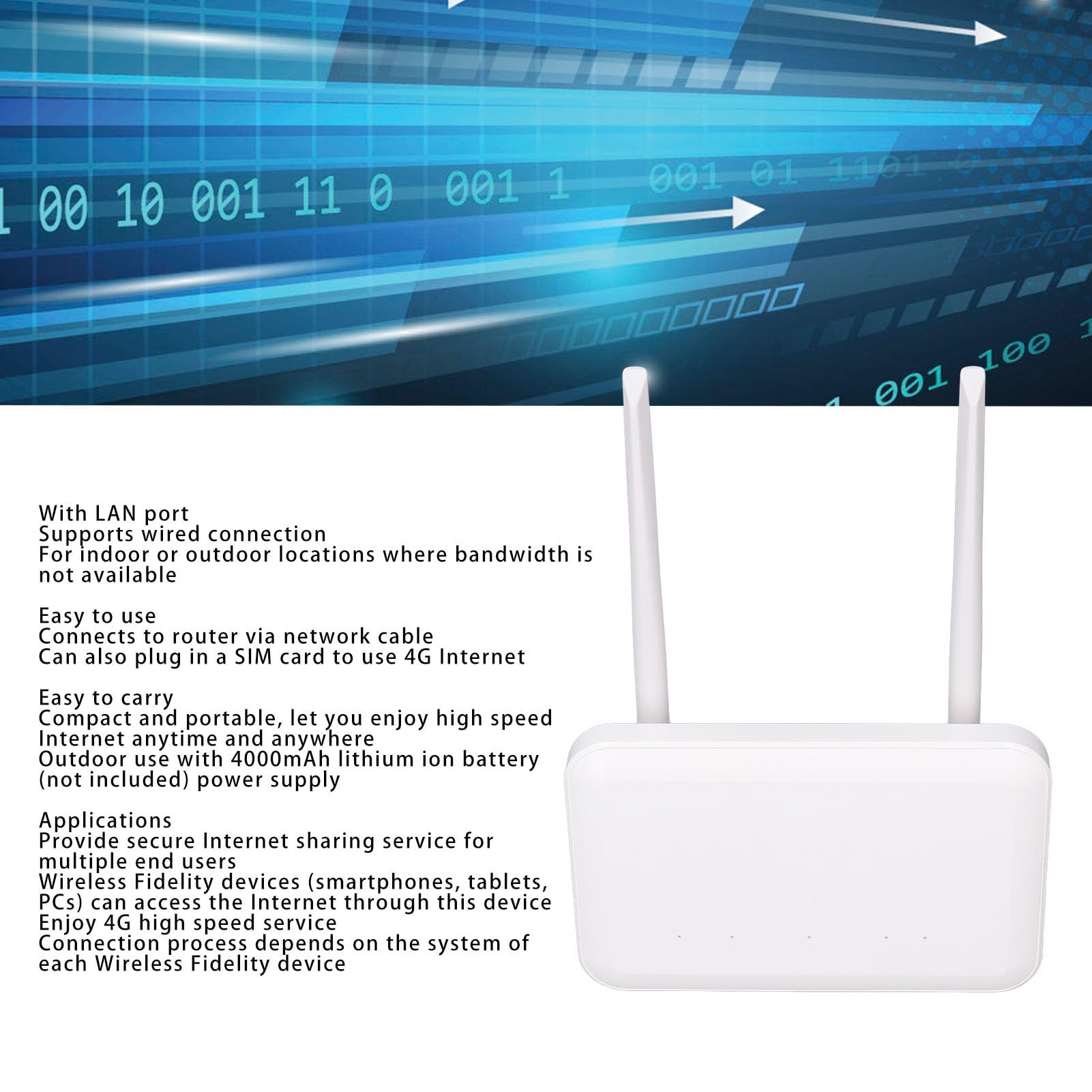 Router 4G con Slot per Scheda SIM, Porta LAN 4 Antenne, Router Portatile 300Mbps per Casa, Ufficio, Giardino, Fino a 32 Utenti, per Asia, Sud-est Asiatico, Africa, Medio (Spina