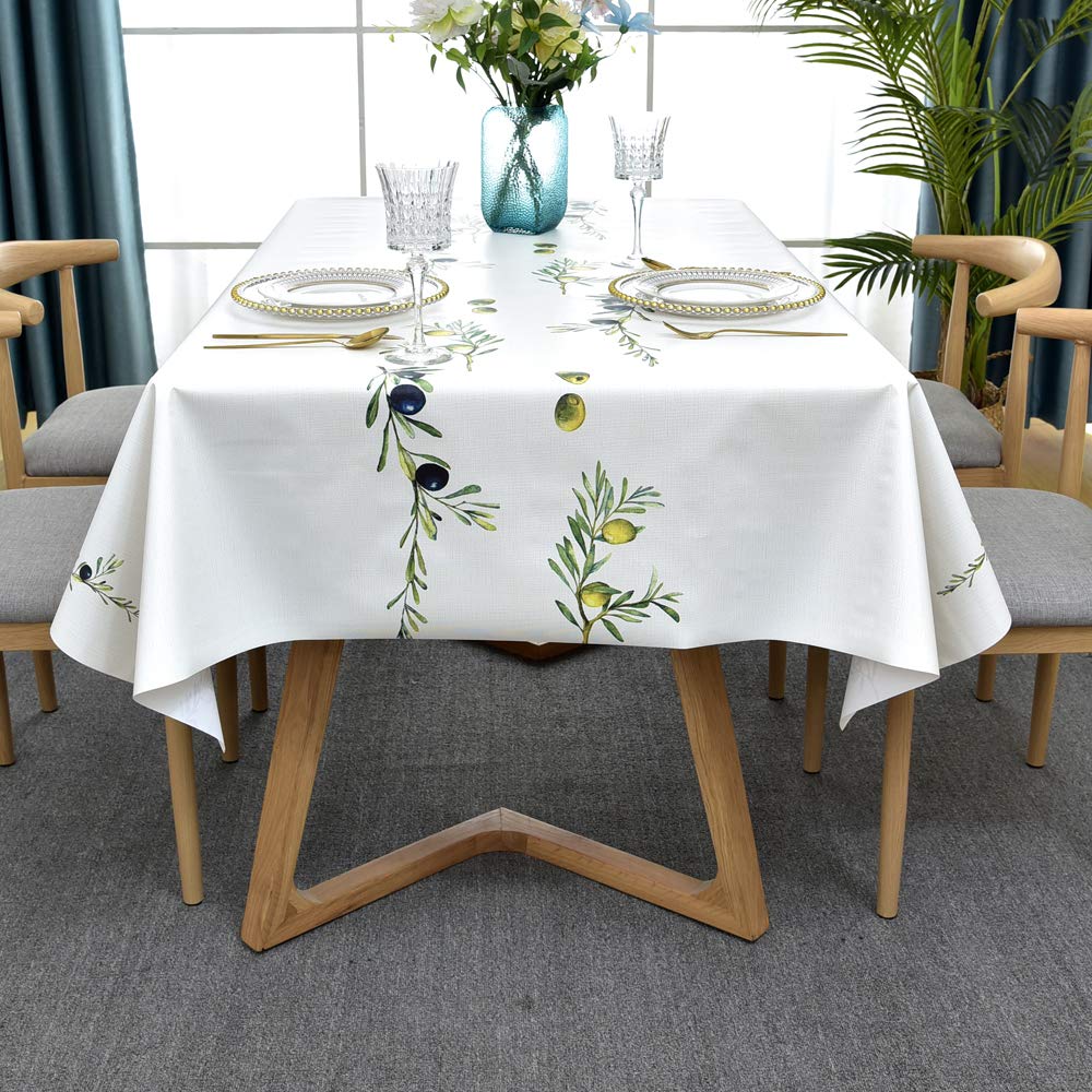 Nappe Rectangulaire Plastique, Nappe Plastique Toile Cirée Rectangulaire Nappe Boheme pour Décoration de Table à Manger de Cuisine (Le Citron, 185x137cm)