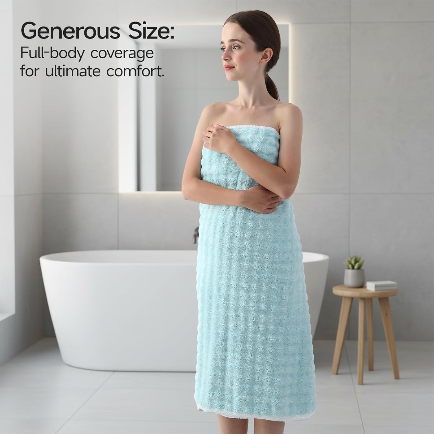 REDKISS 8-Piece Soft Bath Towel Sets, Extra Large 2 Bath Sheet (35×70 in), 2 Hand Towel, 4 Washcloth, Microfiber Quick Dry & Absorbent, Aqua Towels for Bathroom - Image 6