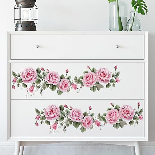 Calcomanías de pared con diseño botánico de sirena, rosa y sirena, diseño botánico para pared, vinilo extraíble para despegar y pegar para muebles,