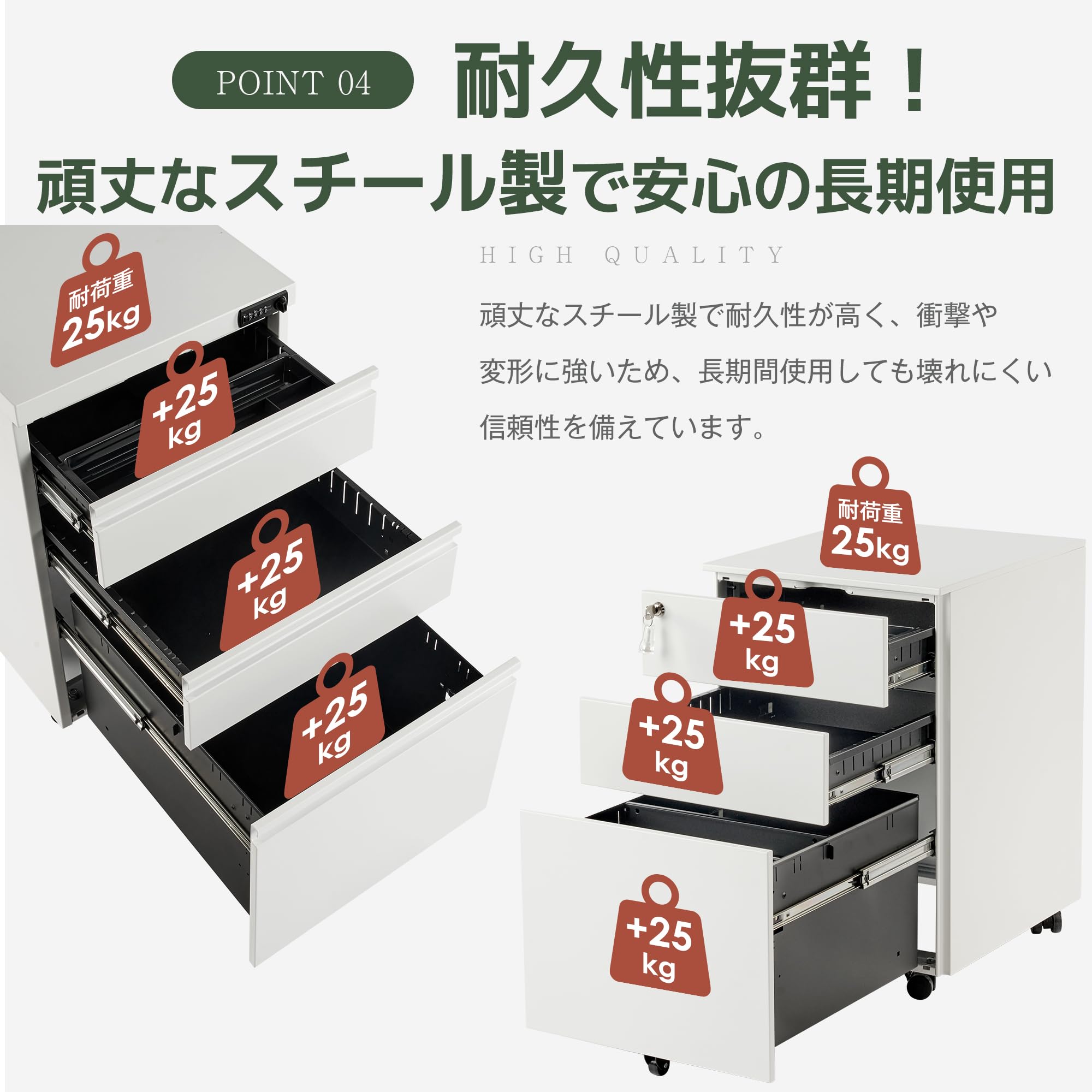 Amazon.co.jp: デスクワゴン サイドワゴン 3段 キャビネット