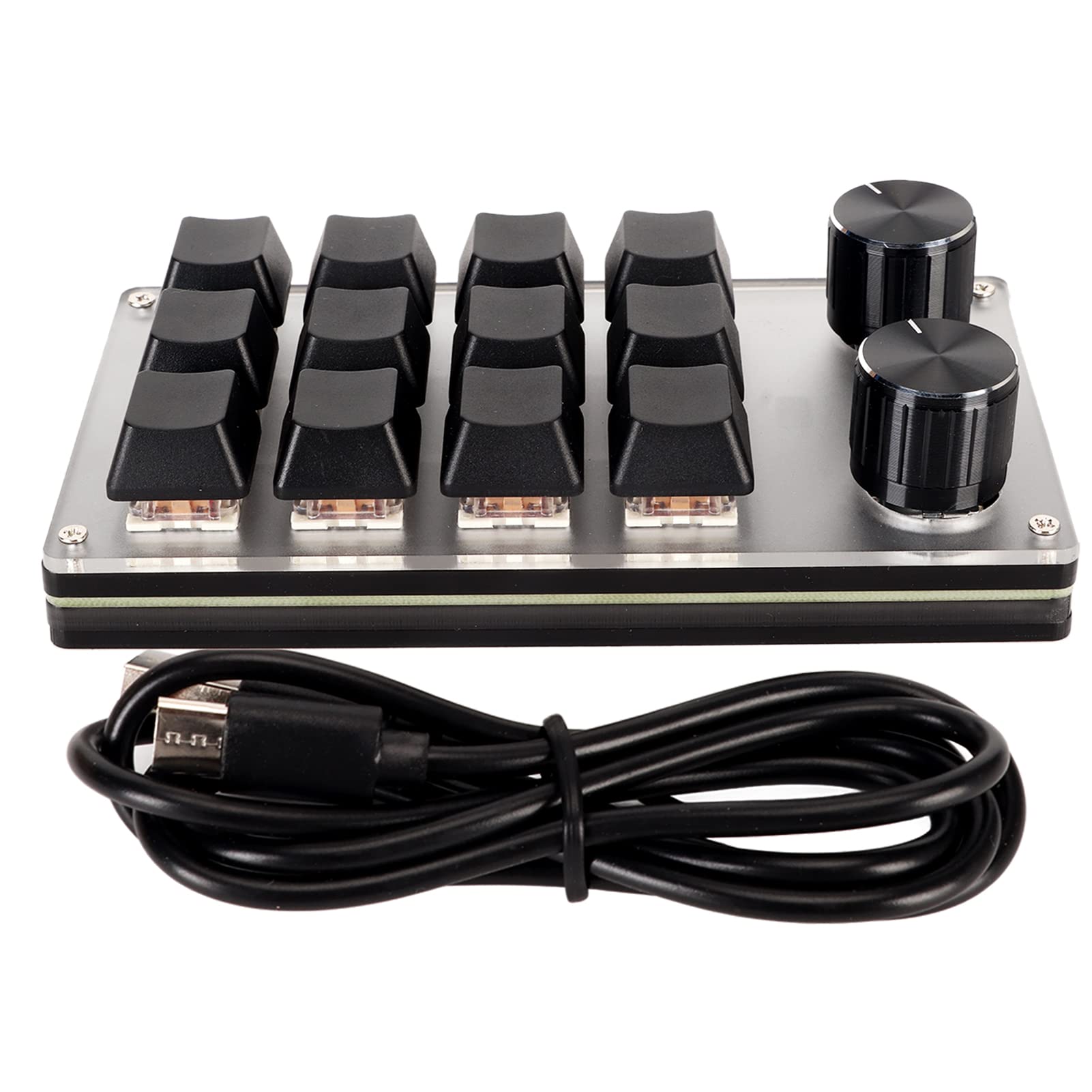 Gonetre Mini clavier macro USB rouge interrupteur macro clavier macro Plug and Play boutons ergonomiques personnalisés mini clavier USB pour ordinateur de bureau 3 touches 1 bouton (12 touches avec 2