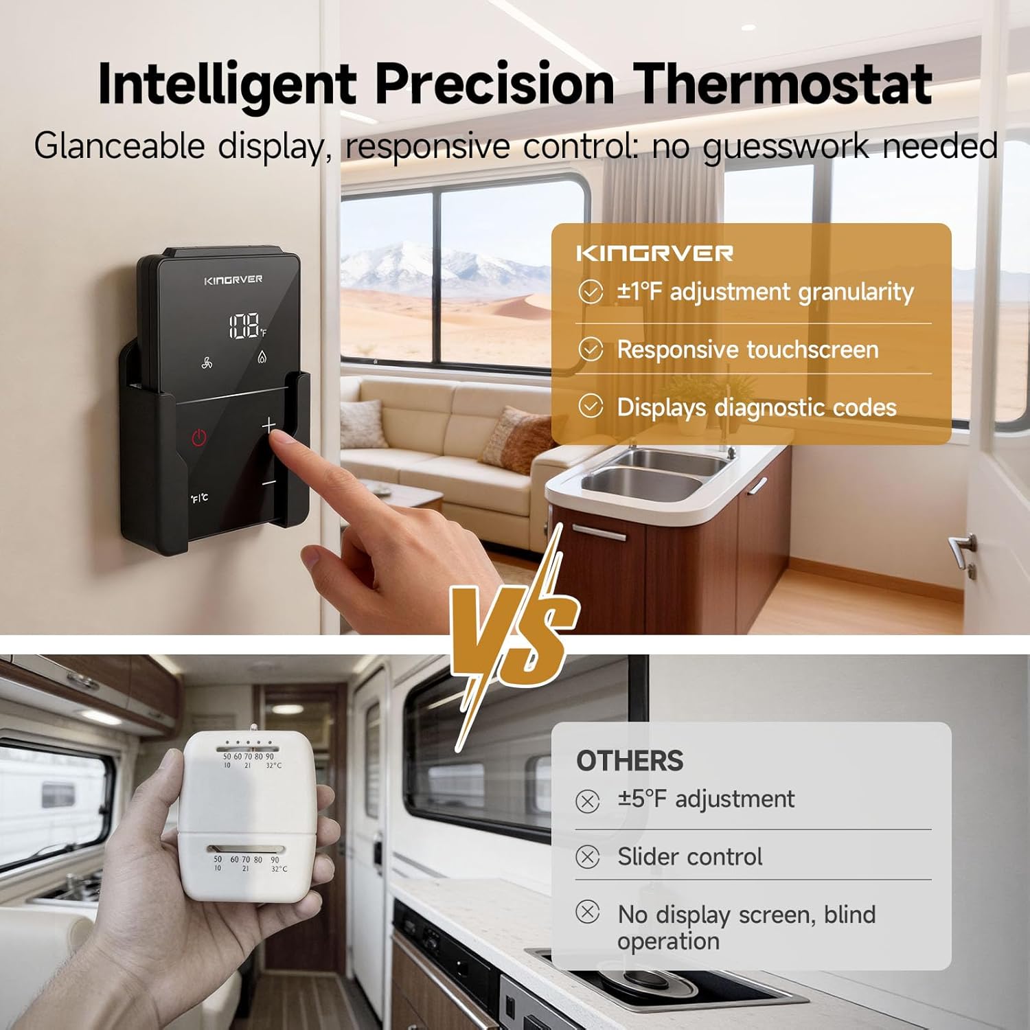 KINGRVER RV Furnace 35,000 BTU– High-Efficiency Camper Furnace with Thermostat for Camper, Motorhome & Travel Trailer