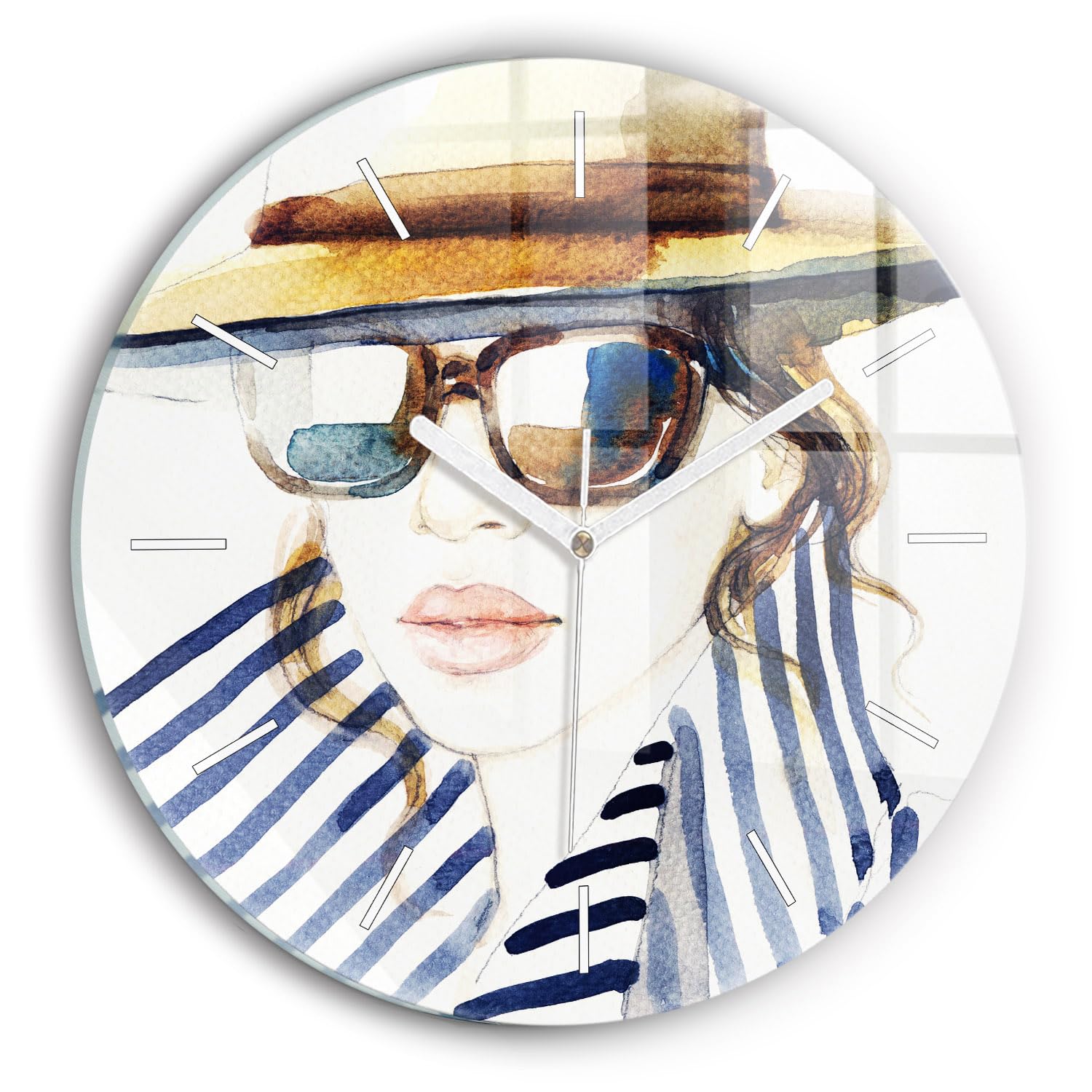 Horloge en verre Wallfluent 30 cm avec mécanisme silencieux et motif design moderne