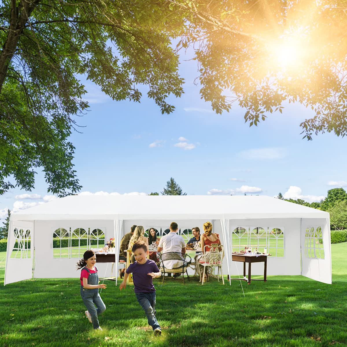 GOPLUS Carpa Plegable 3 x 9 m Impermeable con Protección UV