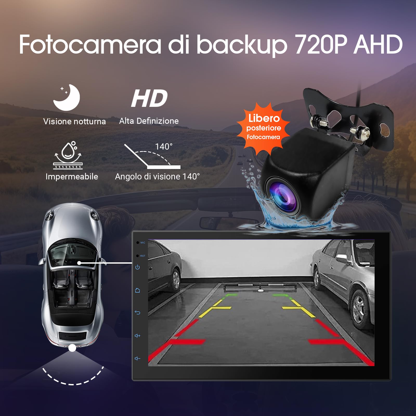 Haudio Autoradio da 7 pollici 2 Din, compatibile con Apple Carplay e Android Auto, autoradio con telecamera di retromarcia HD, GPS, Bluetooth, WiFI, FM/AM/per tutte le auto, 2+64 GB(Aggiornamento CPU)