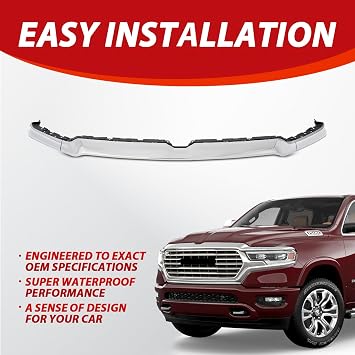 Front Upper Chrome Grille Trim Molding Replacement Fit for 2019 2020 2021 2022 Ram 1500