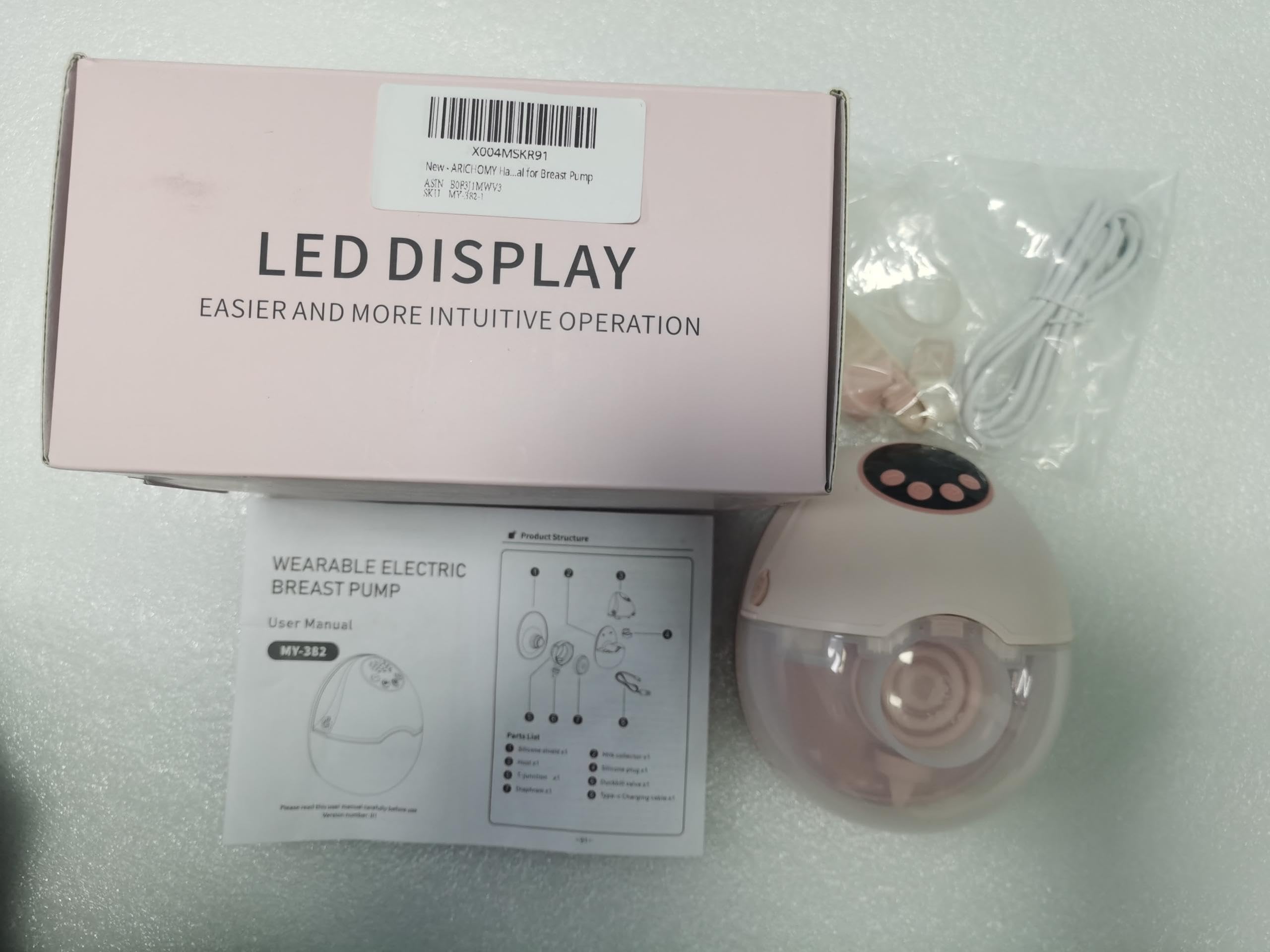 ARICHOMY Hands Free Breast Pump - Wearable Breast Pumps with 4 Modes 12 Levels, Portable Breast Pumping for Work Travel Night with Leak-Proof DoubleFit Flange, Ideal for Breast Pump