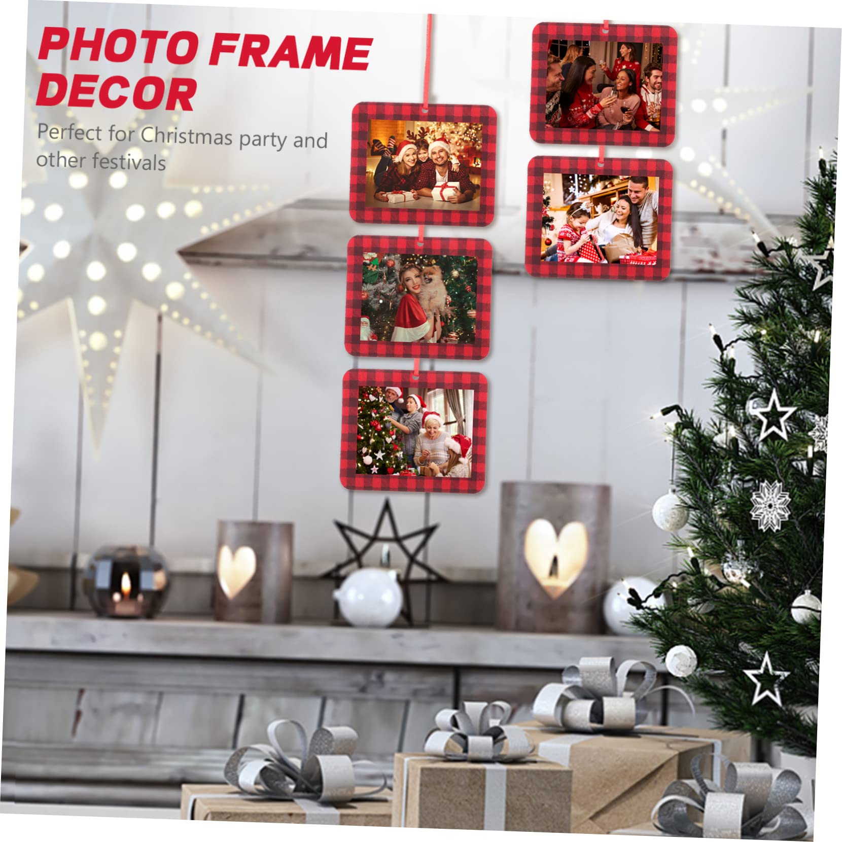 ABOOFAN 4 Juegos De Marcos De Fotos Colgantes Para Árbol De Navidad Accesorio Decorativo Para Fotos Festivas Colgante De Fieltro Resistente Para El Hogar 12 Unidades X 4