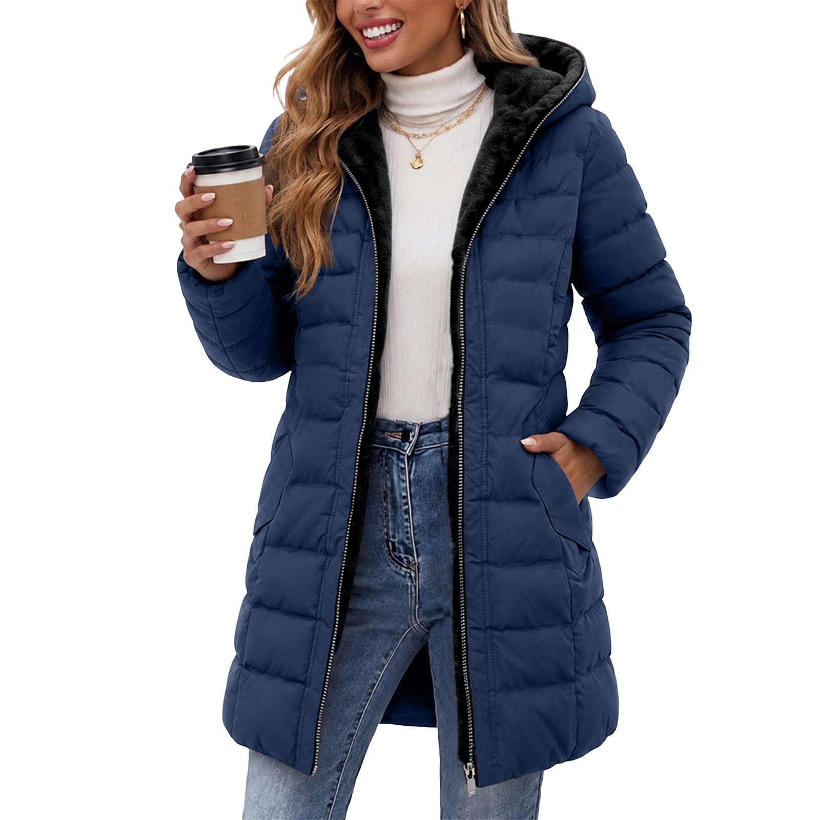 Steppjacke Damen Fleecejacke Warm Daunenjacke Parka Winterjacke Steppmantel
