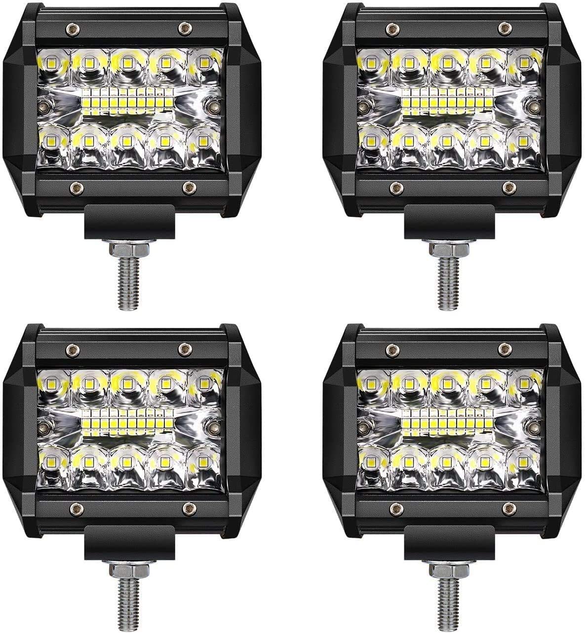 LED Pods Off-Road Lights 4-Pack 4-Inch 120W Cube Fog Light for Trucks