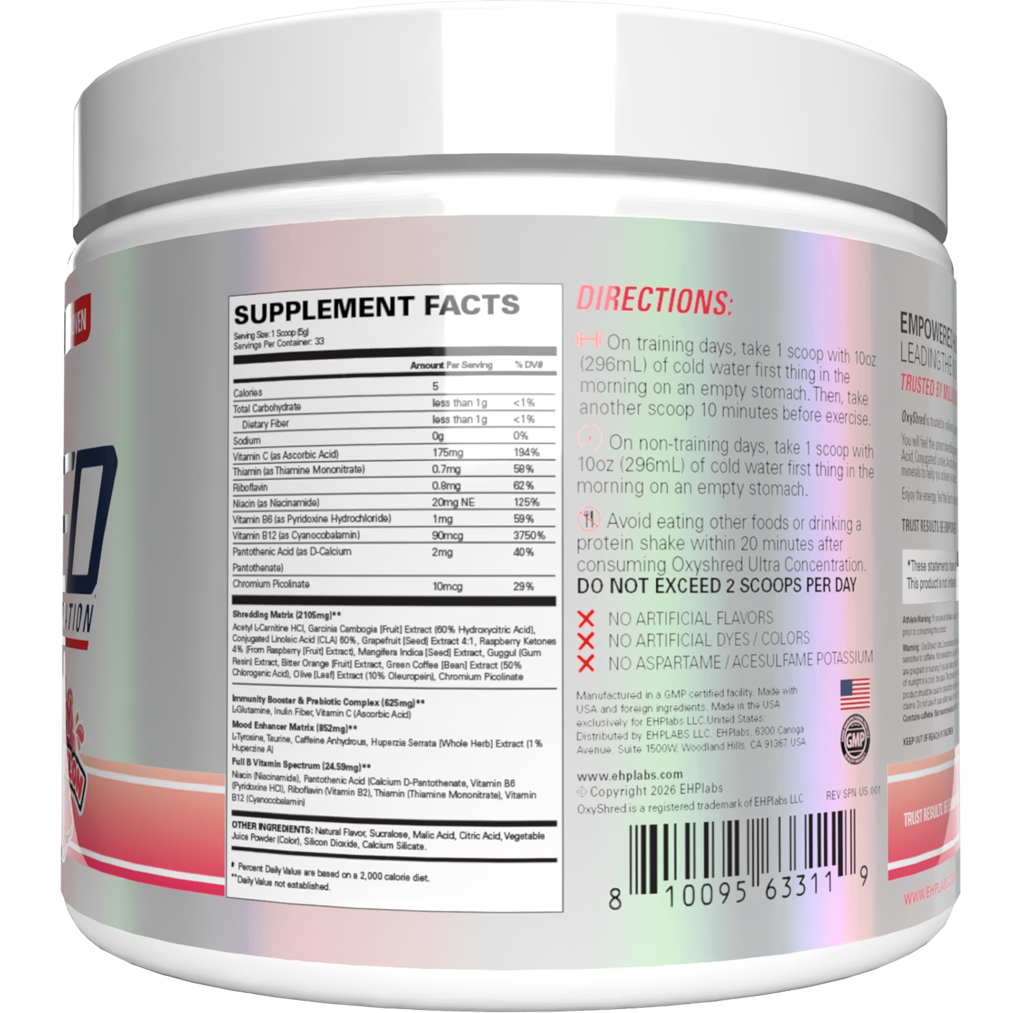 EHP Labs OxyShred Pre Workout Powder - Juicy Watermelon, 33 Servings — Amazon image 7