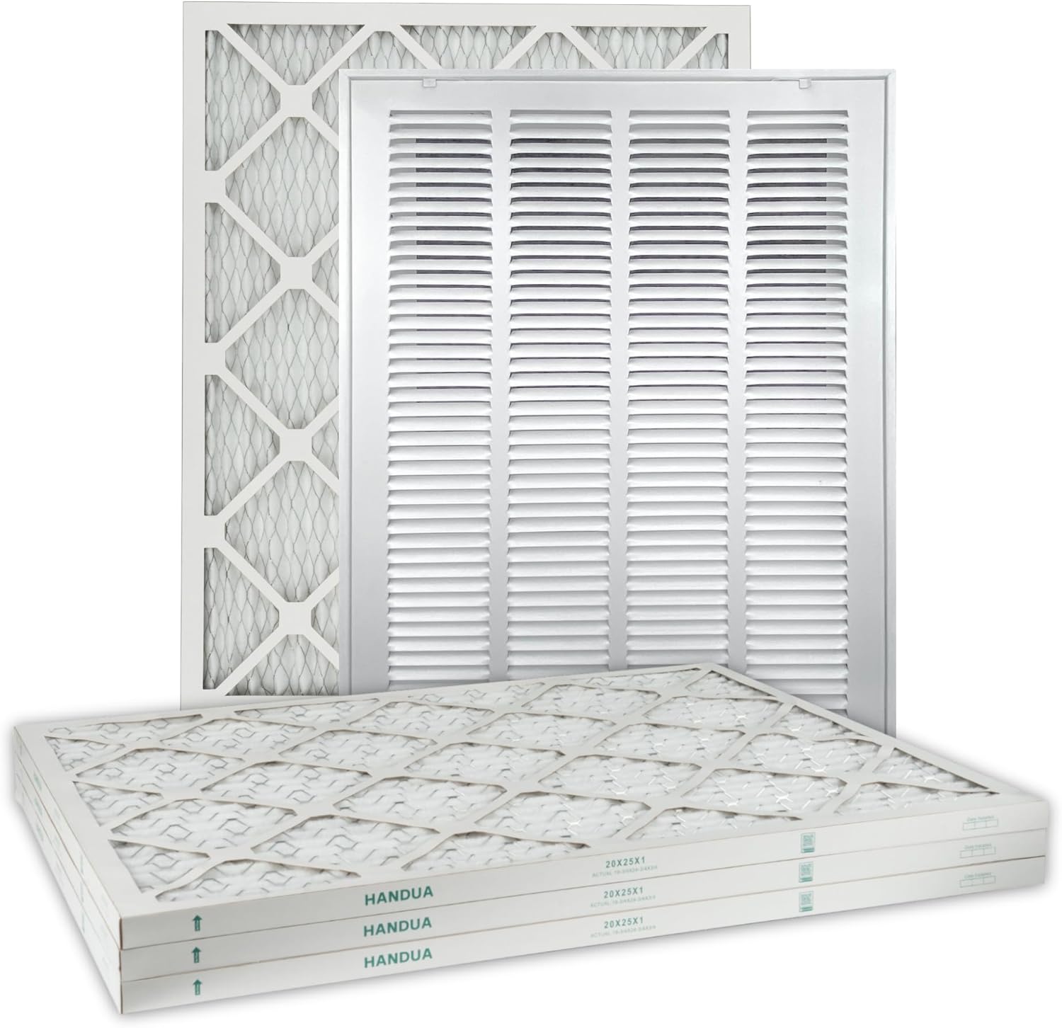 Handua 20"W x 25"H [Duct Opening Size] Steel Return Air Filter Grille & Handua 20x25x1 Air