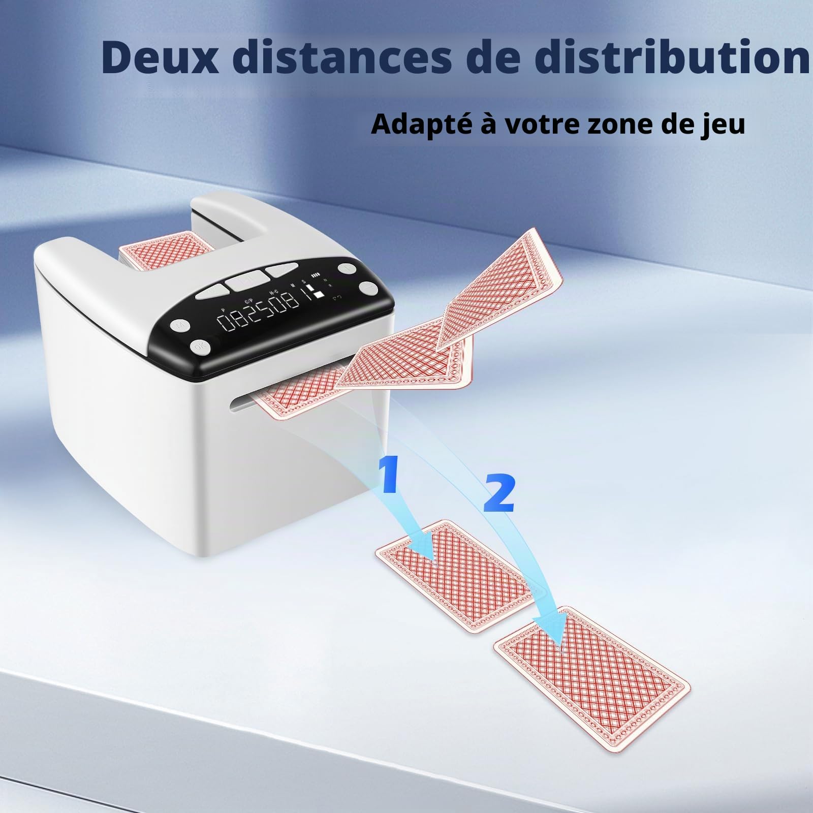 Distributeur de Cartes Automatique, Distributeur Automatique de Cartes pour 8 Joueurs, Rotation 360°, Rechargeable & Silencieux pour UNO, Poker, Monopoly Deal, Bycicle et Maverick