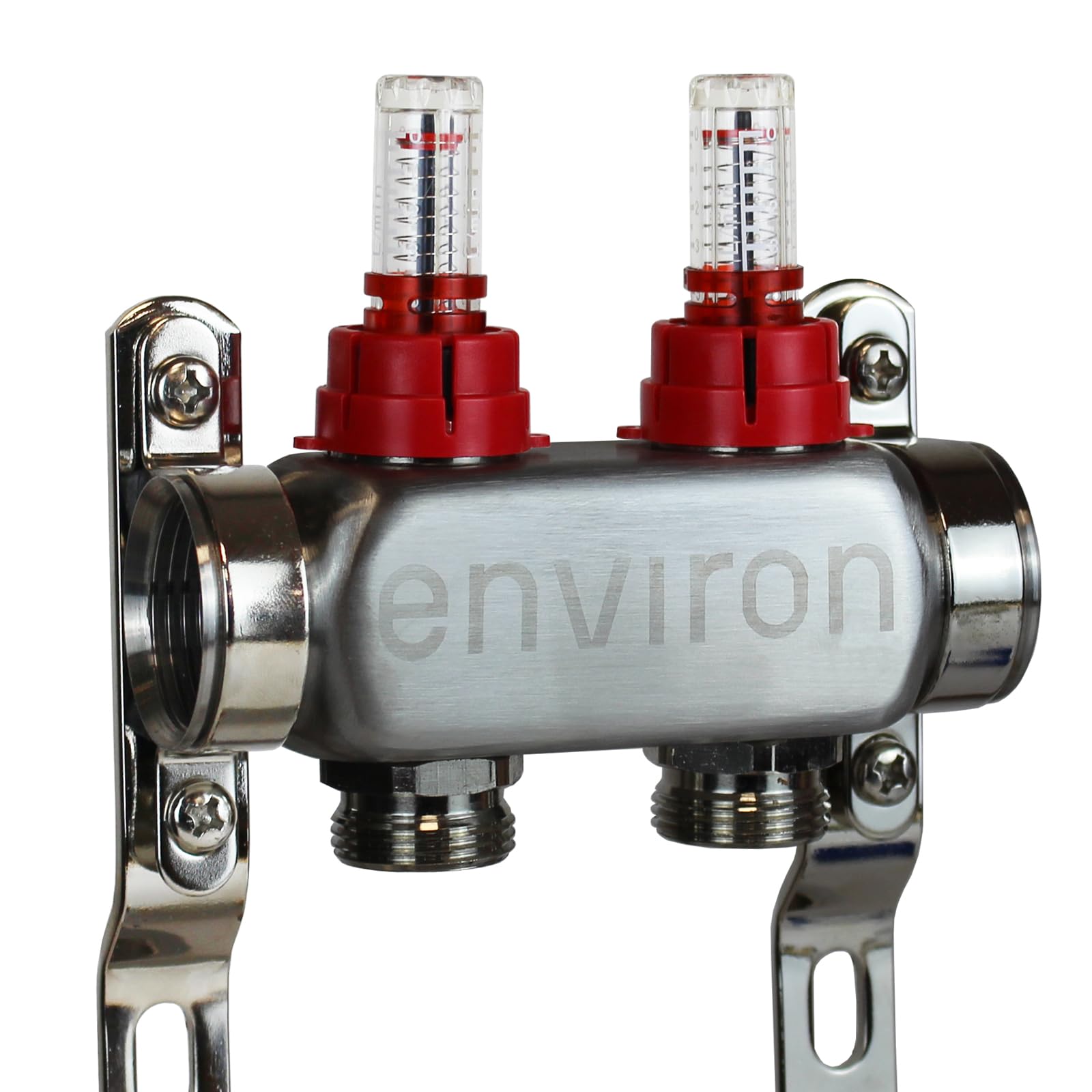 ENVIRON- Heizkreisverteiler [2-12 Heizkreise] mit Festwertregelset, Kugelhahn Set und Schnellentlüfter Set | Hocheffizienzpumpe (Wilo Para 25/6, 6 Heizkreise)