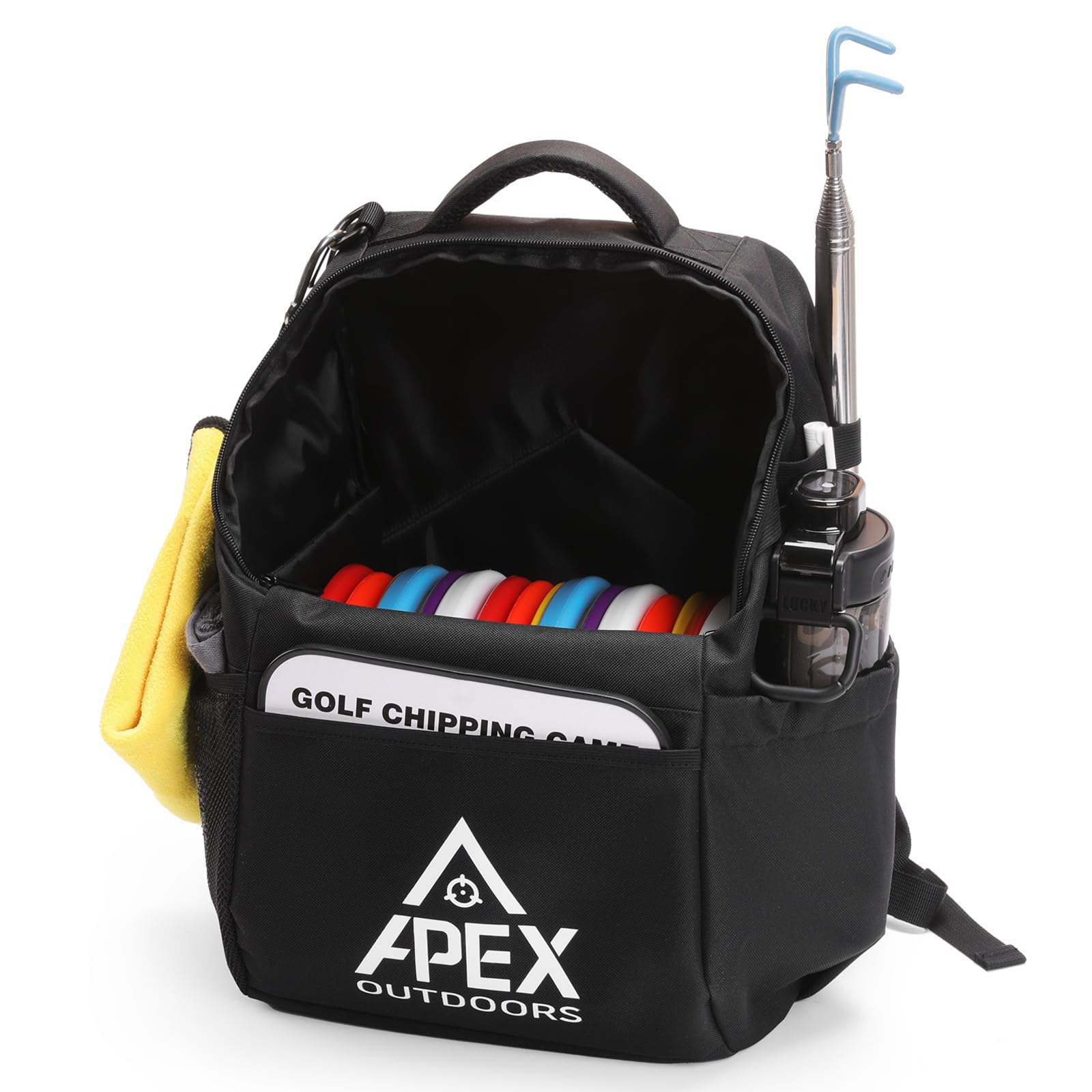 Apex Outdoors Lite Disc Golf Bag, Disc Golf Backpack Holds Over 18 Discs, with Foldable Support Panels & Accessories Pouch & Water Bottle Holder