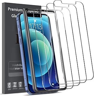 [4 Pack] LK Screen Protector for iPhone 12/12 Pro- 6.1 inch,Tempered Glass, Case Friendly, Double Defence, Alignment Frame Easy Installation, 3D Touch