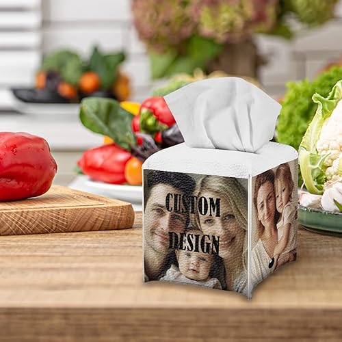 Miniatura 4 de Personalizar caja de pañuelos de cuero PU cuadrado caja de pañuelos titular personalizado su fotologotipotexto, personalizable en todos los lados,