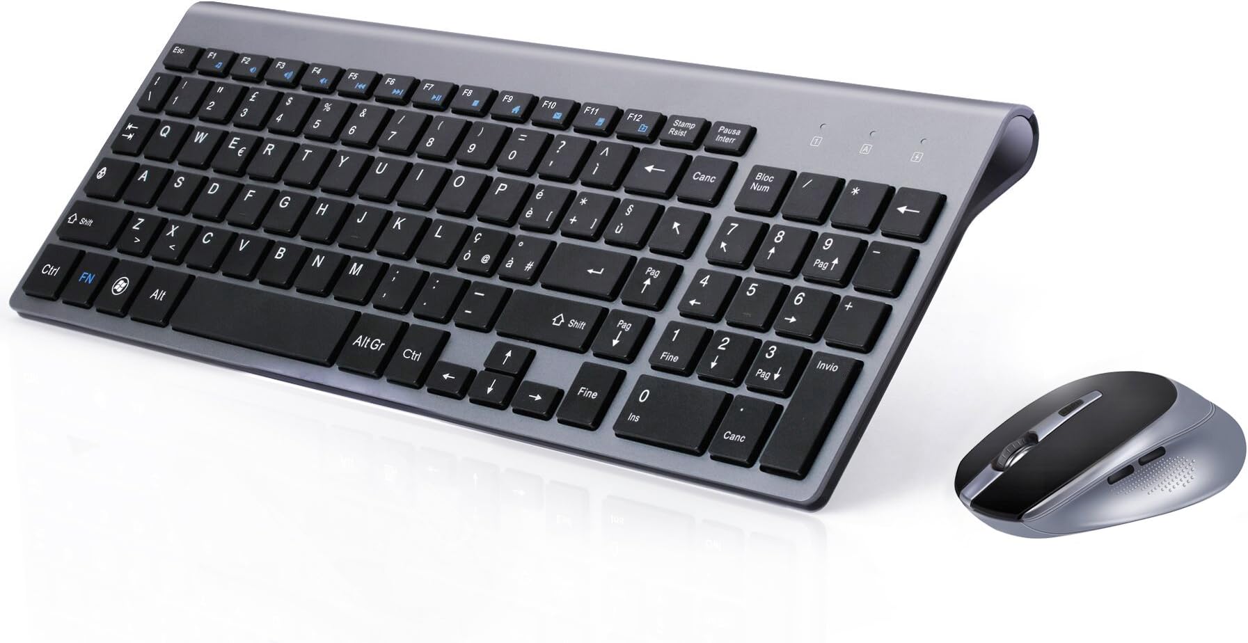 JOYACCESS Wireless Keyboards and Mouse(Black)-Italian Layout