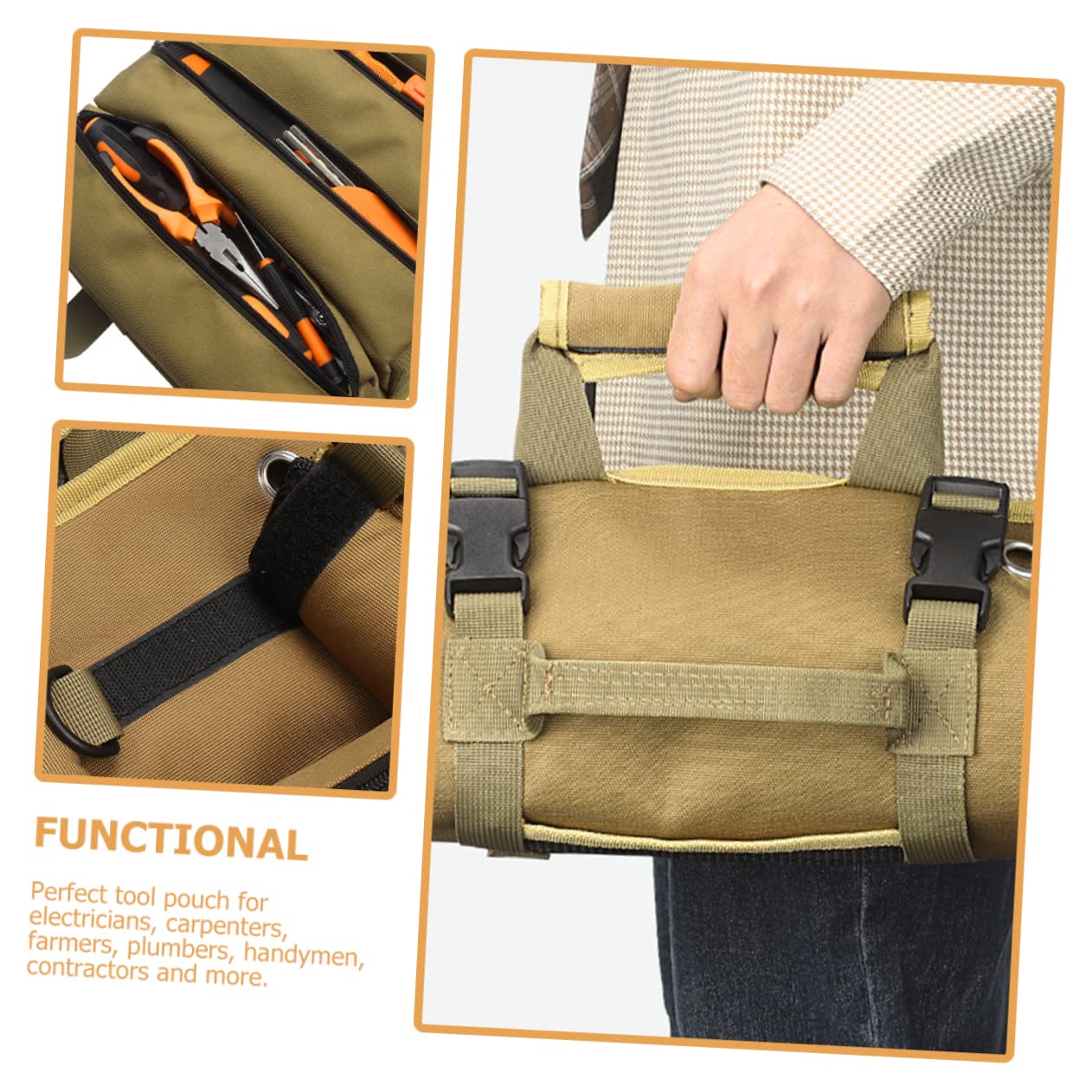 Veemoon Borsa Utensili Oxford Con Chiusura Cerniera Organizer Pratico Per Elettricisti e Falegnami Design e Compatto Resistente e Spaziosa Per Utensili e Accessori
