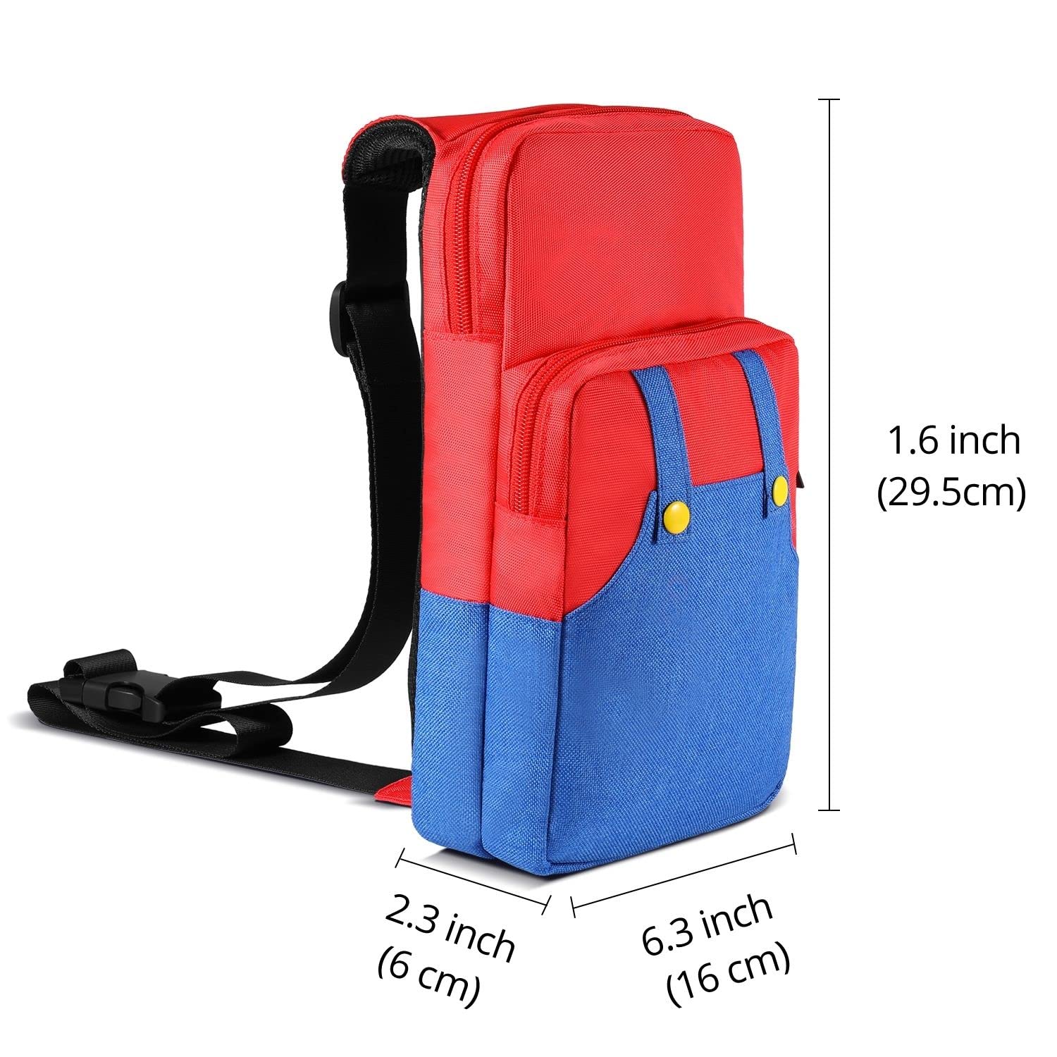 TNP Sacoche de Transport Compatible avec Nintendo Switch, OLED, Lite - Sac à Bandoulière pour Accessoires, Console, Joy-Con, Bloc d'Alimentation et Chargeur Dock - Super