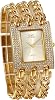 JewelryWe women watches Elegant analog quartz wristwatch rhinestones Rectangular casual watch with triple armor chain bracelet