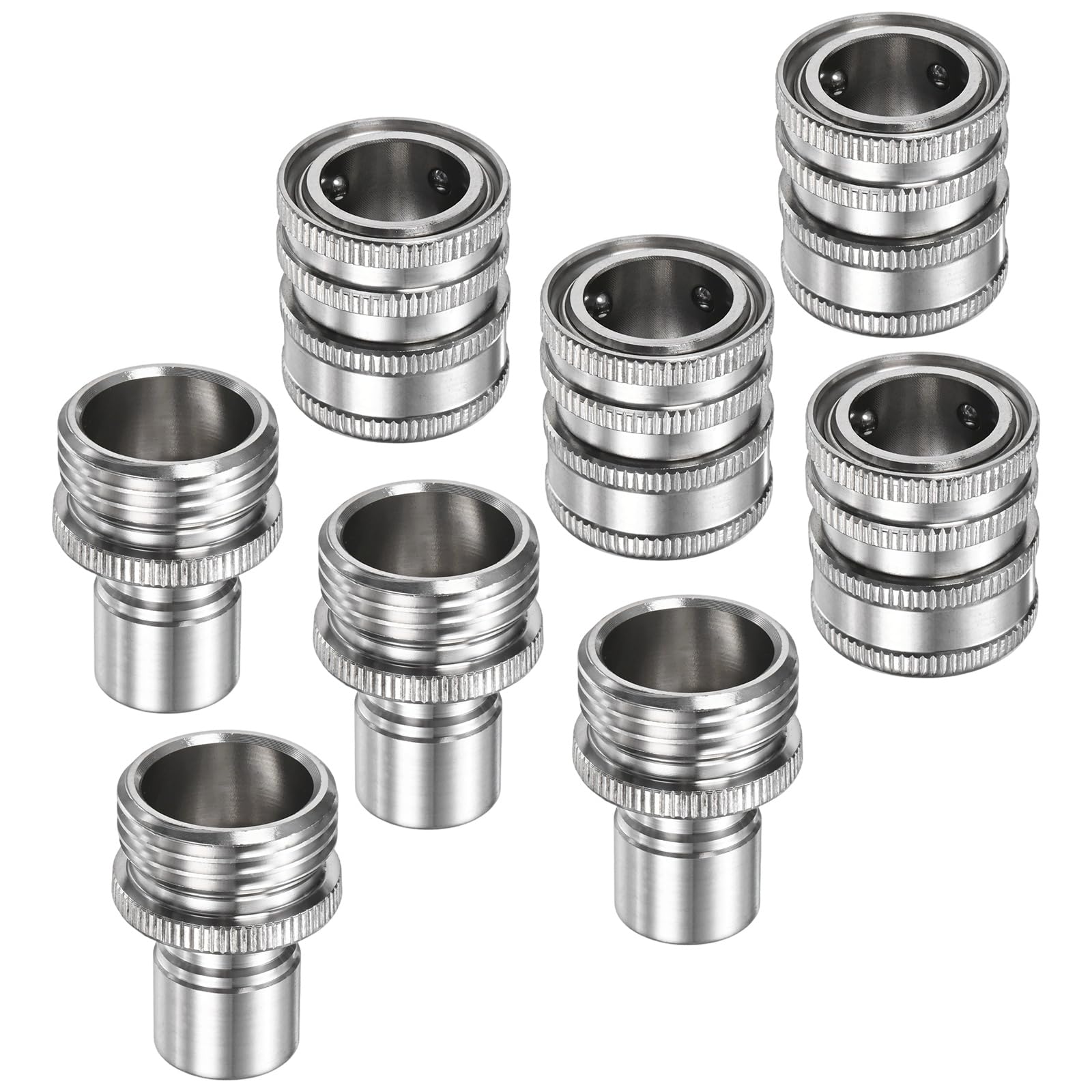 M METERXITY 4-Set Garden Hose Quick-Connect, 3/4 Inch GHT Stainless Steel Water Hose Fittings for Faucet/Pressure Washer/Pump/Sprayer, Male Quick Release Connector and Female Adapter