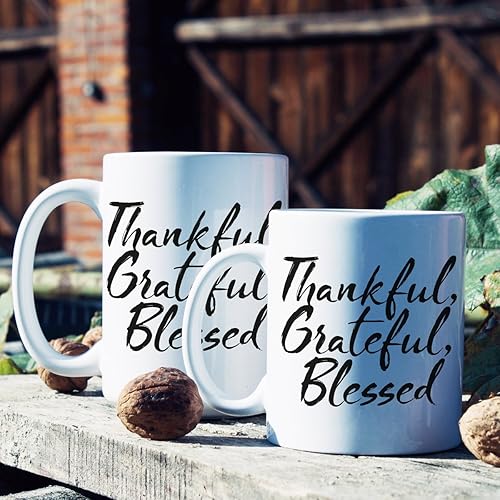 Miniatura 2 de WeGotGood Taza de café con texto en inglés «Thankful Grateful Blessed»