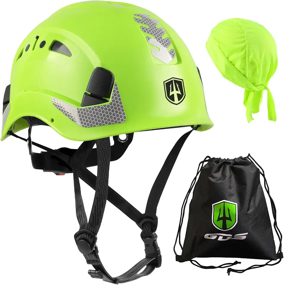 GREEN DEVIL Capacete de Segurança com Jugular, Ventilado, Leve E Ajustável, Para Homens E Mulheres, com Design de Alta Visibilidade, Ideal Para Trabalhos Em Altura, Como Escalada de Árvores.