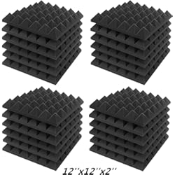 Panel Espuma Acustica JBER Paneles de espuma acústica para sonido, paquete de 24 unidades de 5 x 30 x 30 cm, tratamiento de insonorización de carbón, acolchado de pared para estudio, absorción de sonido, pirámide ignífuga,