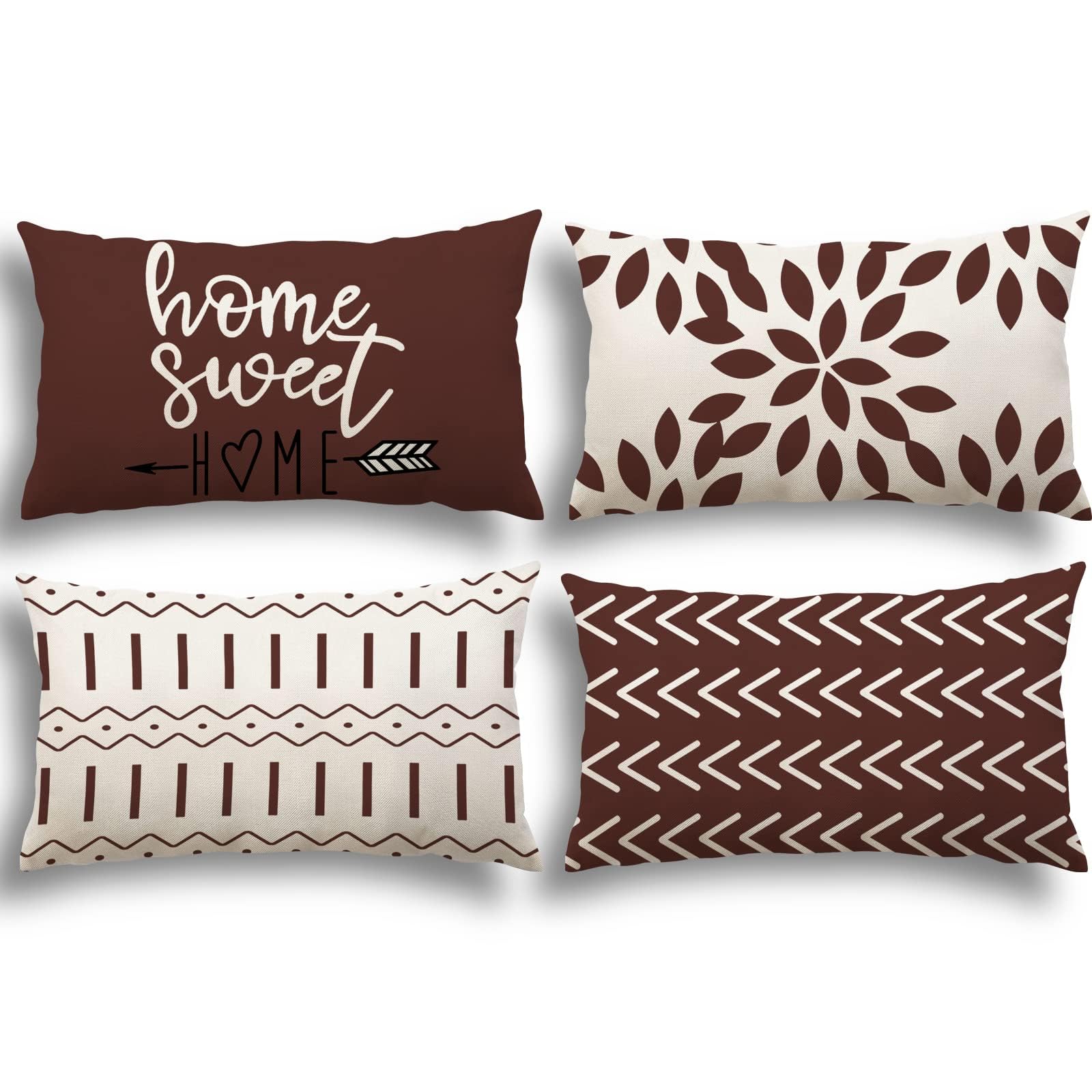 YCOLL Kissenbezüge, moderner Sofakissenbezug, dekorativer Leinen-Stoff für Außenbereich, Couch, Bett, Auto (salbeigrün, 30 x 50 cm, 4 Stück)