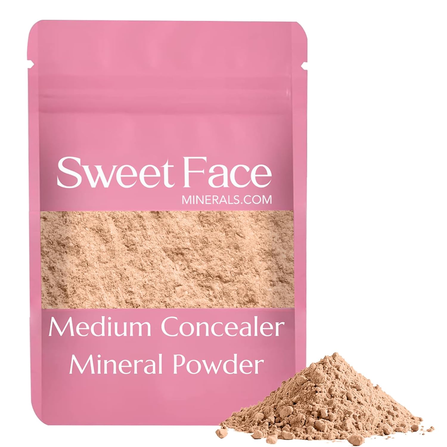 MEDIUM CONCEALER BULK POWDER (8 Ounce Refill Pouch) Mineral Makeup Loose Matte Cover Up Conceals Blemishes Under Eyes Dark Circles Redness Discoloration Scars SPF 20 Full Coverage Instant Eraser