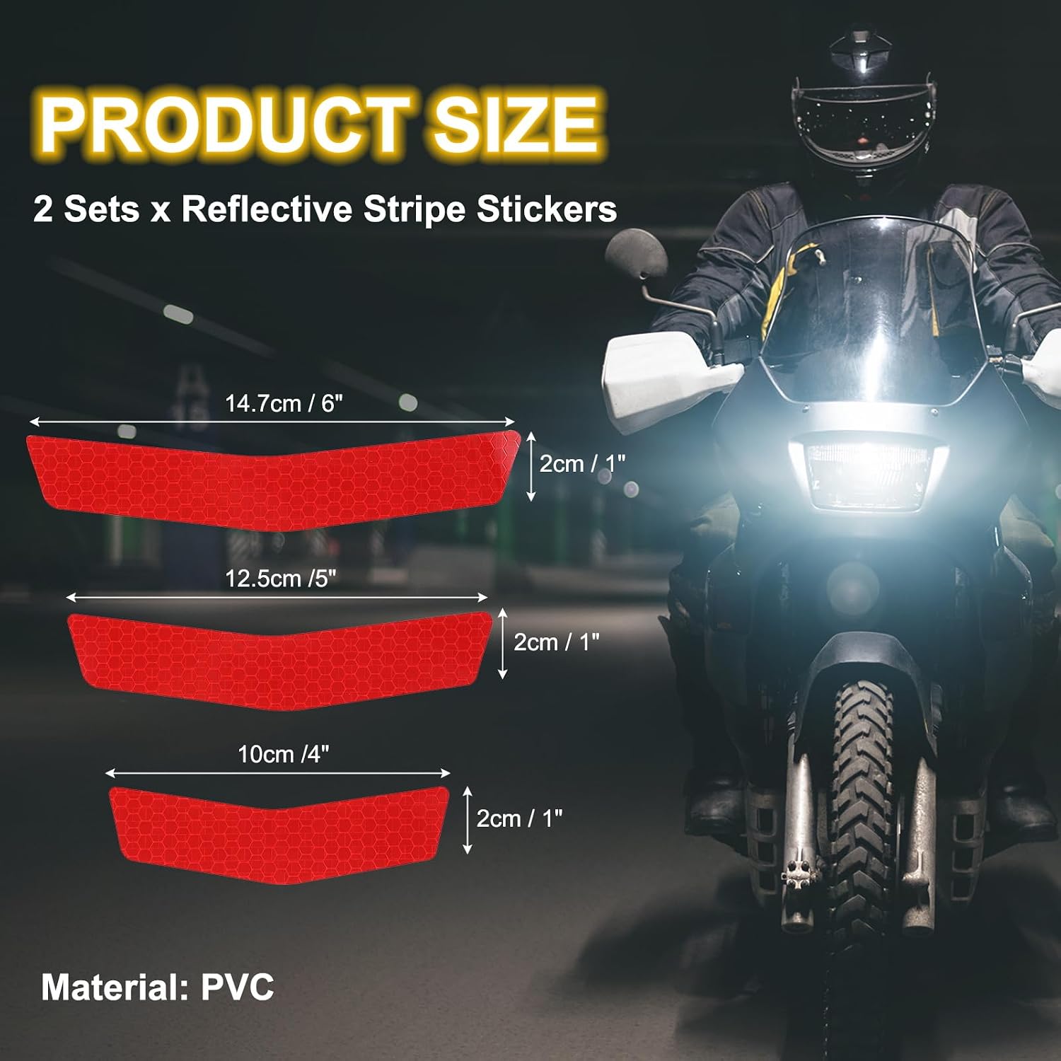 PATIKIL Reflective Stripe Stickers, 2 Sets Night High Visibility Reflective Decals Waterproof Safety Warning Decals Outdoor Reflectors for Cars Motorcycles Bike, Red