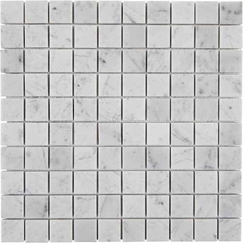Miniatura 7 de Adolif Carrara - Mosaico de mármol blanco, mármol 100 % natural, pulido, mosaico de mármol blanco Carrara para cocina, baño, pared o ducha, 5 hojas,
