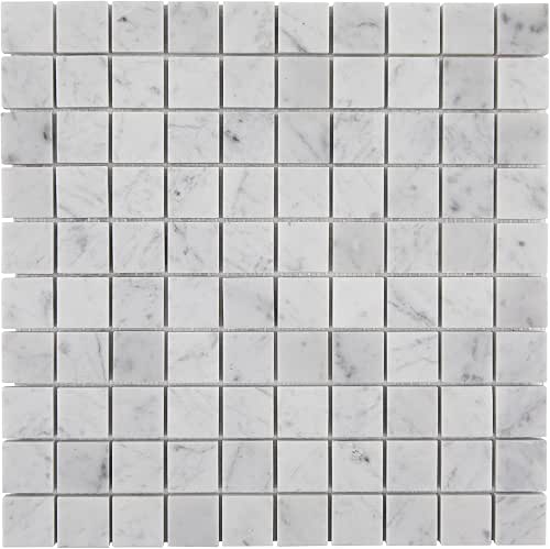 Carrara White Marble Mosaic Tile, Honed Real Italian Bianco Marble