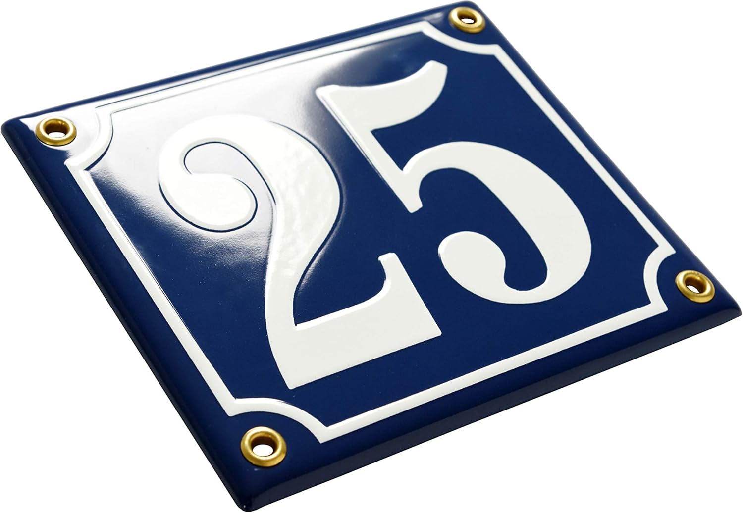 Porcelain Address Plaque 3.9″x4.7″, Customisable Handcrafted Enamel Door Sign, French Classic Style, Personalized House Number, guarantee