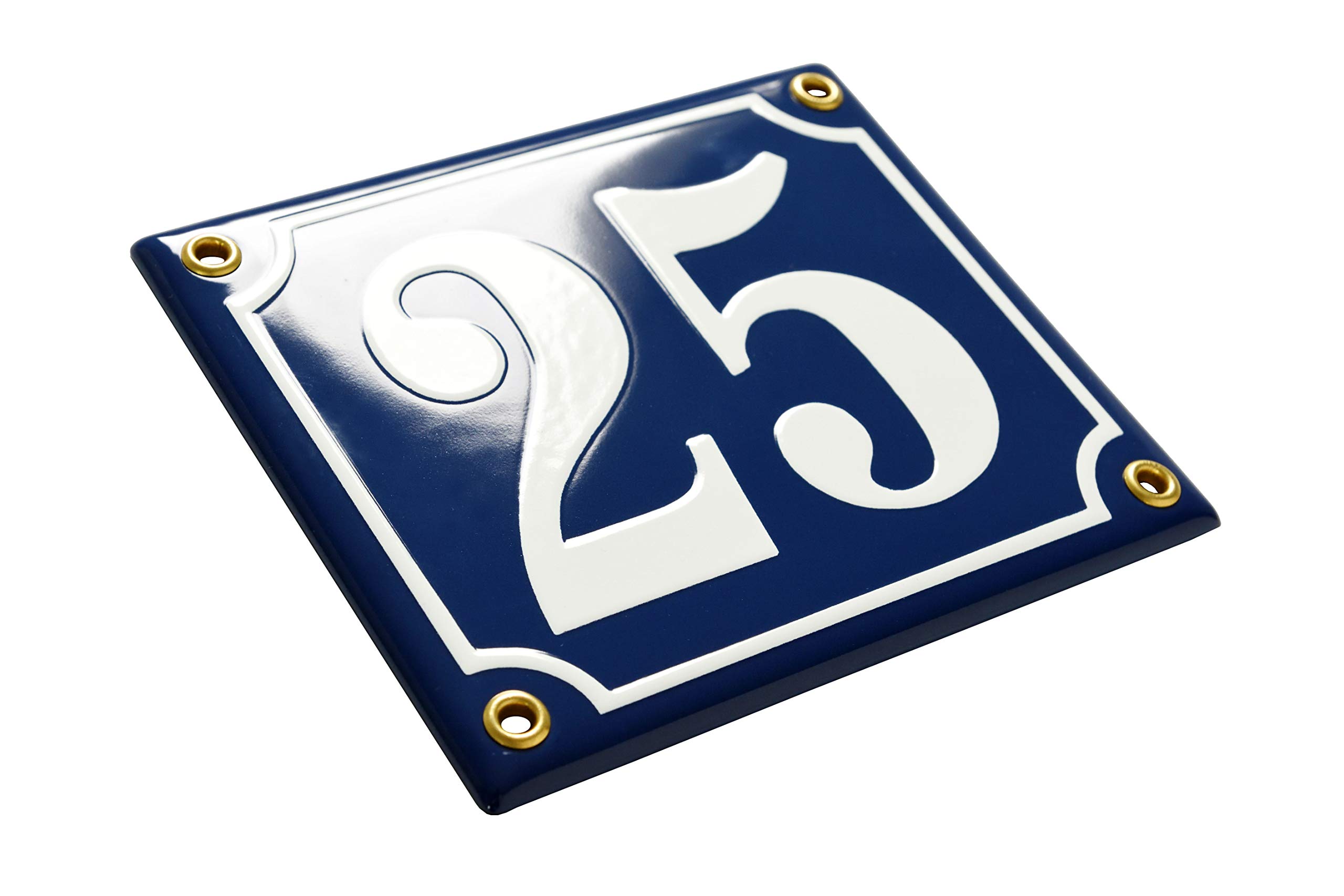 Hausnummer Hausnummernschild Emaille 10x12 cm mit Wunschnummer Premiumqualität, Hausnummer Hausschild, Individuell anpassbare Hausnummer, Vorbohrungen, Wetterfest, Türschild, Wunschtext