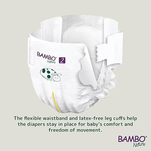 Miniatura 4 de Bambo Nature Pañales hipoalergénicos para bebé, pañales con etiqueta ecológica, protección mejorada contra fugas, totalmente libres de cloro,