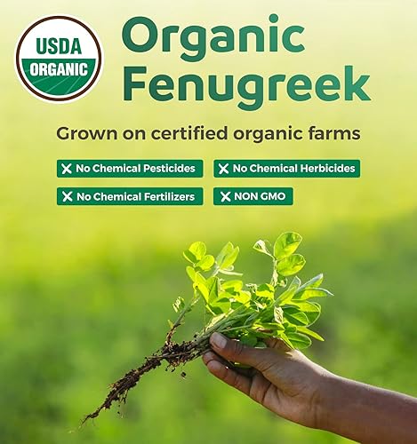 Miniatura 4 de USDA - Cápsulas orgánicas de fenogreco para mujeres, suplemento de lactancia eficaz para aumentar el suministro de leche materna, apoyo a base de